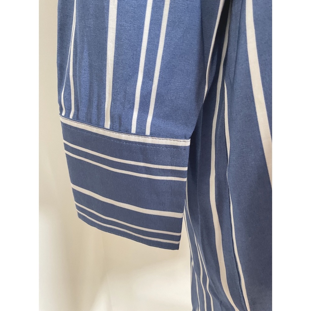 Topshop Striped‎ Oversized Shirt Dress Blue White XS Size 0-2 Button Down Career - Picture 3 of 13
